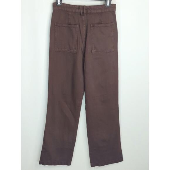 Zara Brown Pants Women's XS High Waisted Straight Leg Casual Neutral Minimalist - Picture 7 of 11